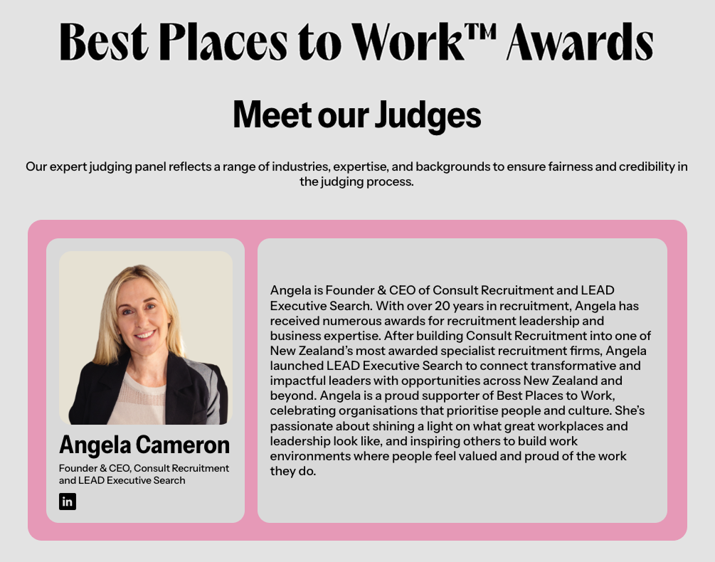 Angela Cameron Best Places to Work Awards judge